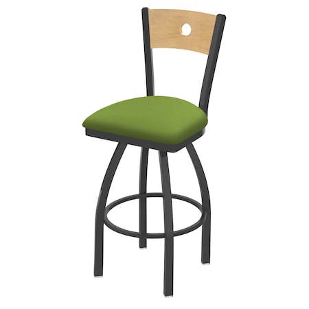 Holland Bar Stool Co 30" Swivel Counter Stool, Bronze Finish, Nat Back, Canter Kiwi Green Seat 83030PWNatMplB009